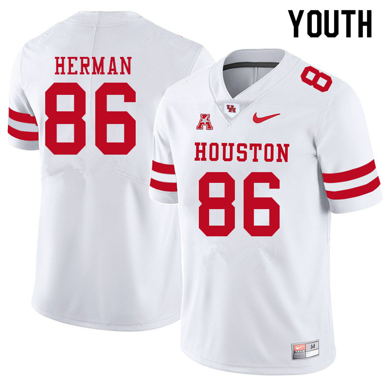 Youth #86 Darson Herman Houston Cougars College Football Jerseys Sale-White - Click Image to Close